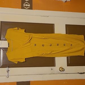 Boohoo Maternity Wrap Front Horn Button Midi Dress - Mustard Yellow color US 10